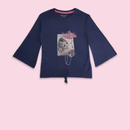 Pantaloons Junior Navy Cotton Printed Full Sleeves T-Shirt-image-55