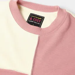 Bewakoof Pink & Peach Cotton Color-Block Sweatshirt image 5
