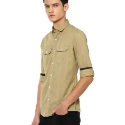 Louis Philippe Jeans Beige Cotton Slim Fit Shirt image 3
