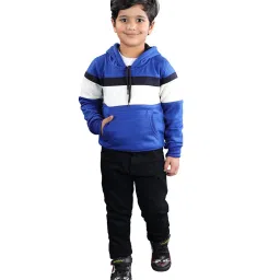 Ahhaaaa Kids Blue Solid Hoodie image 3