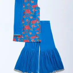 Utsa Kids by Westside Blue Floral Pattern Straight Ethnic Set image 2