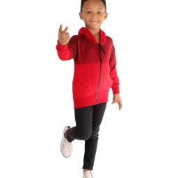 Ahhaaaa Kids Red Solid Hoodie image 1