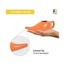PAXMAX Porcelain Ceramic Neti Pot for Nasal Cleansing (Orange) image 2