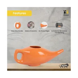 PAXMAX Porcelain Ceramic Neti Pot for Nasal Cleansing (Orange) image 3