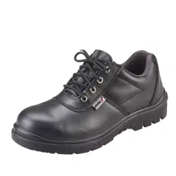 Udyogi Steel Toe Safety Shoes PU-SRA Sole Single Density Low Ankle Black Microfiber Plain Print Size UK7, EDGE COMFORT-picture-29