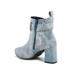 SHUZ TOUCH Blue Denim Block Heel Casual Boots image 3