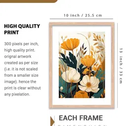 walllane Floral Wall Art With Frame Home Decor Wall Painting For Living Room Office Bedroom image 2