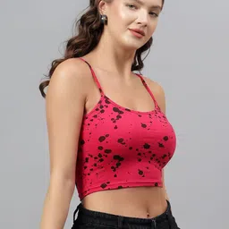 DIAZ Women Pack Of 2 Abstract Printed Shoulder Straps Cotton Crop Cami Tops image 3