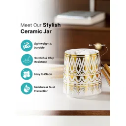 The Better Home Ceramic Jars with Bamboo Lids & Tray, 650Ml (Pack of 3) image 3