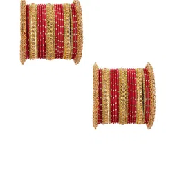 ZULKA Set Of 46 CZ-Studded Zari Dotted Bangles-picture-17