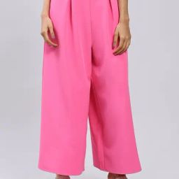 Label Ritu Kumar Pink Relaxed Fit Mid Rise Pants-picture-32