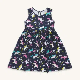 Pantaloons Junior Navy Cotton Printed Dress-picture-15