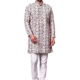 HAZEL CLOTHING Men Ethnic Motifs Printed Indie Prints Kurta-picture-12