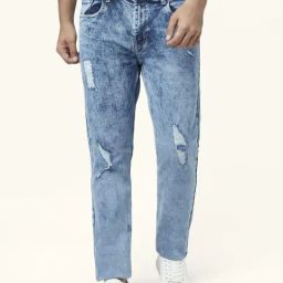 YU by Pantaloons Light Blue Cotton Slim Fit Distressed Jeans-picture-12