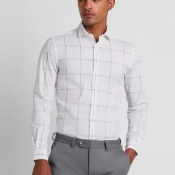 Peter England Perform White Slim Fit Checks Shirt-picture-23