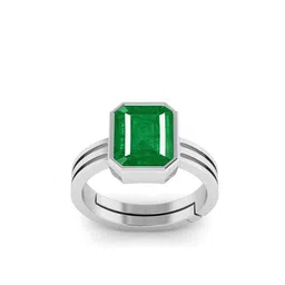 RRVGEM Unisex Silver Plated 8.25 Ratti Emerald Studded Adjustable Ring-picture-20