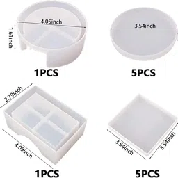 Jubilant Coaster Resin Molds, 12 Pieces Coaster Silicone Molds with Storage Box Mold for Epoxy Resin DIY Cups Mats image 3