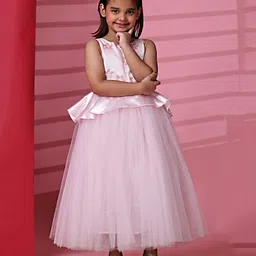 Toy Balloon Kids Net Sleeveless Floral Applique Detailed Gown - Baby Pink-picture-16