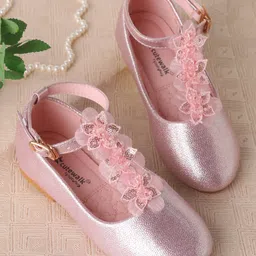 Cute Walk by Babyhug Clip Closure Ballerina with Floral Applique - Pink-picture-13