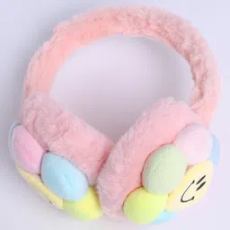 M'andy Woollen Knit Smiley Flower Patch Detailed Ear Muffs - Pink-picture-20