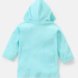 Babyhug Woven Terry Full Sleeves Hooded Bath Robe with  Kitty Embroidery - Blue image 2