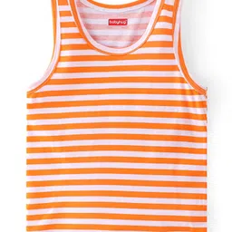 Babyhug 100% Cotton Sleeveless Sando Striped & Fruits Print Pack of 3 - Orange & Blue image 2