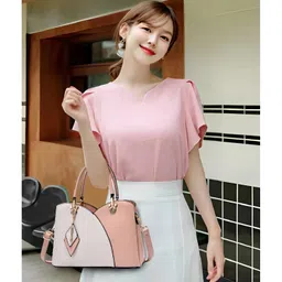 SYGA Women's Leather Checks Design Shoulder Bag Suitable Gift for a festival, occasion, Birthday(PINK) image 2