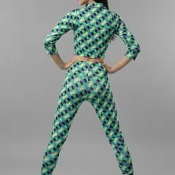 SOLACEACTIVE Printed Shirt Collar Top & Leggings Co-Ords image 2