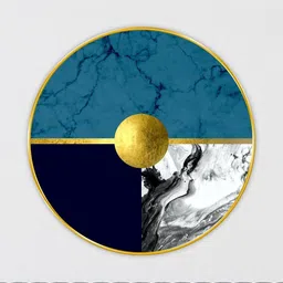 Livin'luxe Teal Blue & Navy blue MDF Abstract Living Room Round Wall Art 20" x 20"-picture-28