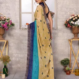 Lookmark Gotta Patti Pure Georgette Bandhani Saree With Unstitched Blouse Piece image 3