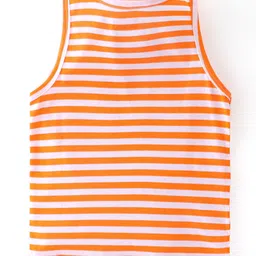 Babyhug 100% Cotton Sleeveless Sando Striped & Fruits Print Pack of 3 - Orange & Blue image 3