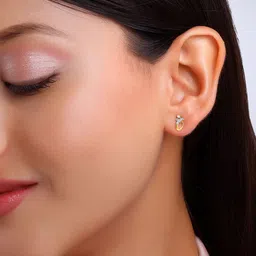 GIVA 14K Gold Diamond Curve Studs-1.81gm image 2