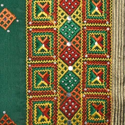 Dupatta Bazaar Green & Red Embroidered Dupatta image 2