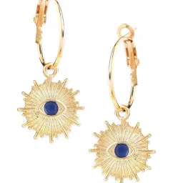 OOMPH Golden Tone Evil Eye Fashion Hoop Drop Earrings for Women image 3
