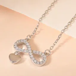 Touch925 Silver Infinity & Heart CZ Pendant Chain Necklace for Women-image-67