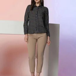 SELVIA Navy Cotton Checks Shirt-picture-27