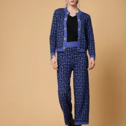 Mafadeny Blue & Black Printed Co-Ord Set-image-56
