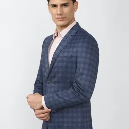 Peter England Elite Blue Slim Fit Checks Blazer image 3
