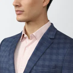 Peter England Elite Blue Slim Fit Checks Blazer image 4
