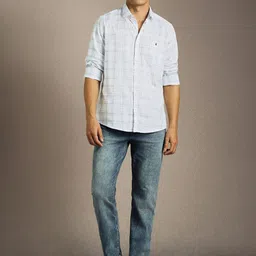 Louis Philippe Sport Slim Fit Checked Spread Collar Long Sleeves Cotton Shirt image 2