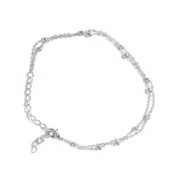 OOMPH Silver Beads Multi Layered Fashion Stylish Latest Anklet for Women - Set of 2 image 3