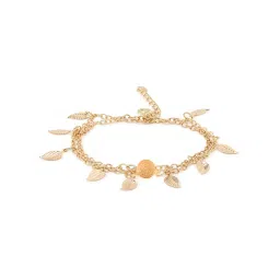 OOMPH Gold-Tone Multi Layer Leaf Stylish Latest Anklet for Women image 3