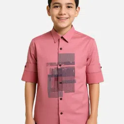 Cavio Kids Pink Solid Full Sleeves Shirt-image-2