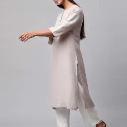linen club woman Linen Club Dark Grey Kurta image 3