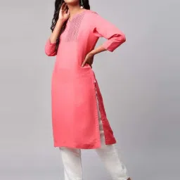linen club woman Linen Club Rapture Rose Beaded Kurta image 3