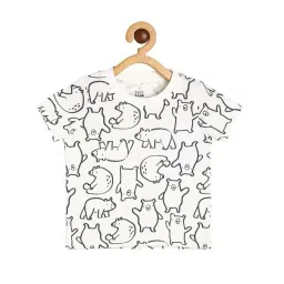 MINIKLUB Kids Beige Cotton Self Pattern Top Set image 3