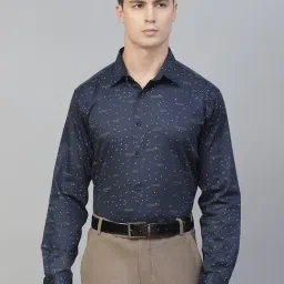 ManQ Blue Cotton Regular Fit Printed Shirt-picture-25