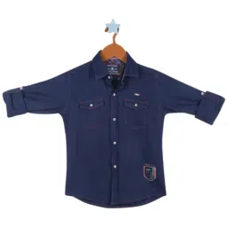 Monte Carlo Kids Indigo Solid Full Sleeves Shirt-picture-11
