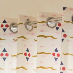 Urban Space Printed Pink & White Cotton 7 ft Boho Door Curtain image 3