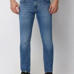 Spykar Blue Cotton Blend Slim Solid Jeans-picture-19